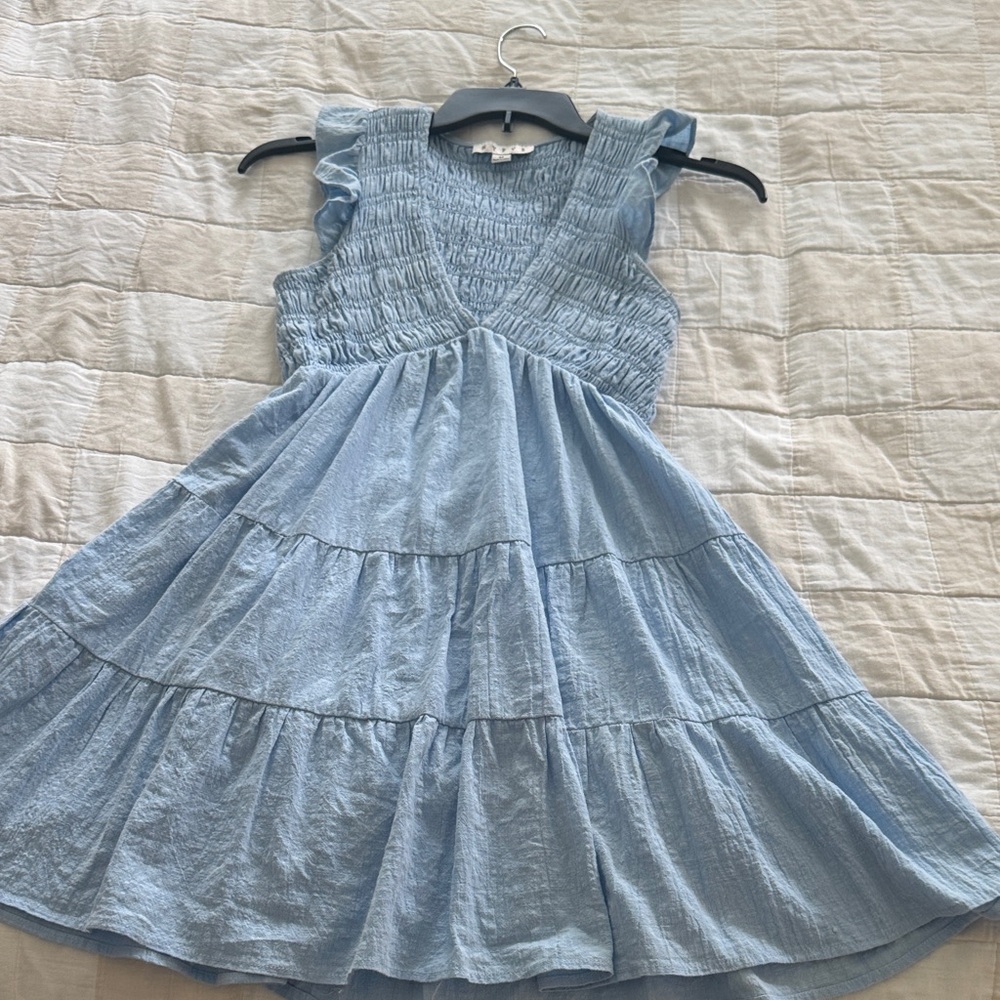 HYFVE Light Blue Casual Ruffled Dress